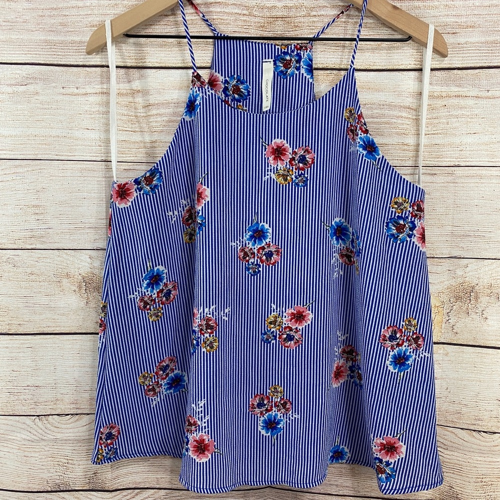 Women’s stripe spaghetti strap chiffon top